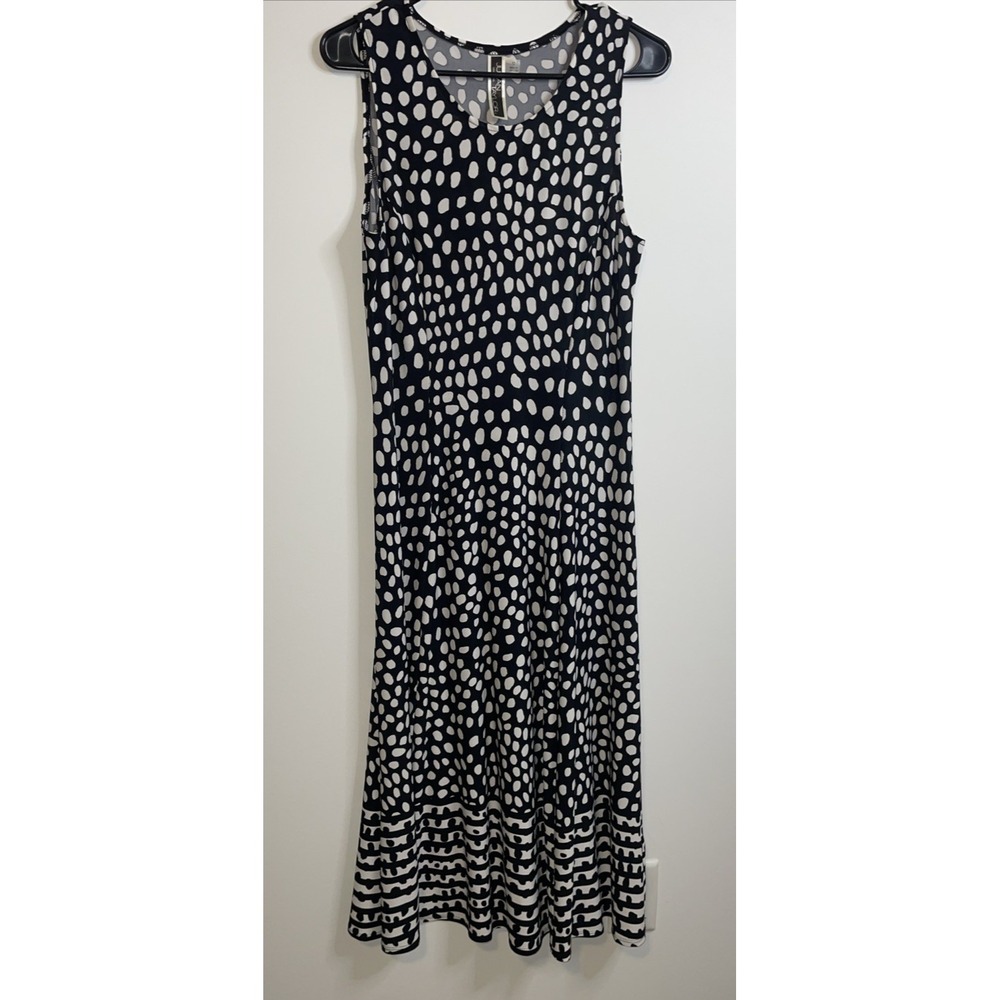 Julian Taylor Polka Dot Maxi Dress Womens 12 Black White Retro Boho